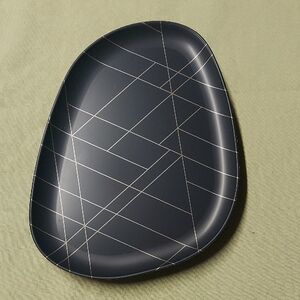 Geometric Black Serving Plate Set Of 6.  Plastic